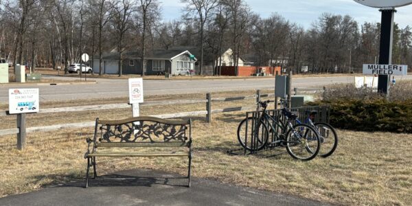Installed a community bench and two bicycles at the tiedown area for people that might be waiting for a pick up.